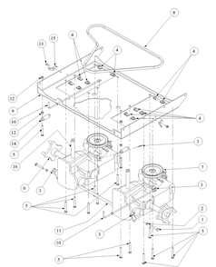 Drive Train Assembly Diagram and Parts List for Z-FORCE44 53AA5B6L-53AA5B6L709-53AA5B6L710-53AA5B6L712 Cub Cadet Lawn Tractor